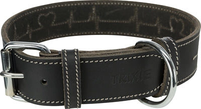 Trixie obroża dla psa rustykalna gruba skóra Heartbeat czarna