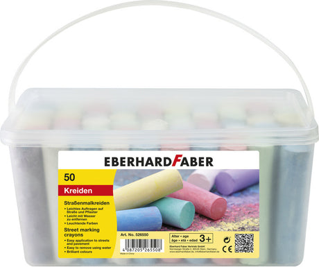 Kreda chodnikowa Eberhard faber - 50 sztuk - w plastikowym pojemniku - różne - ef-526550
