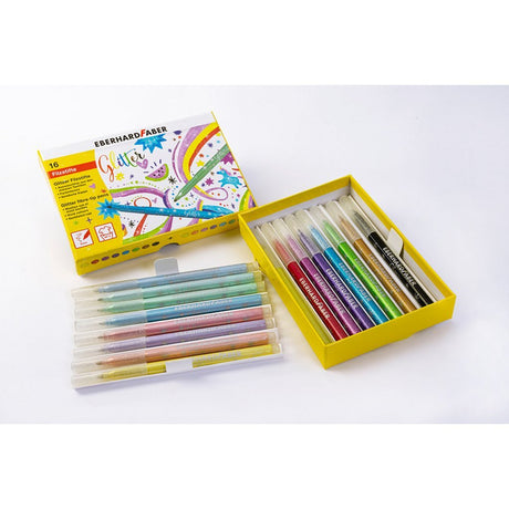 Flamastry Eberhard faber - brokat - pudełko 16 kolorów - zmywalne - ef-551016