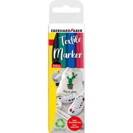 Marker tekstylny Eberhard faber ef-578204 4 sztuki + szablony