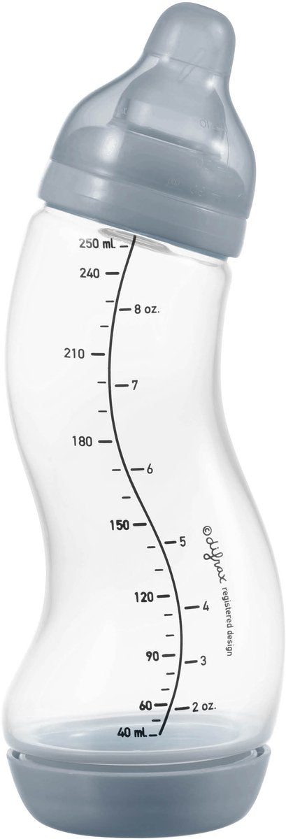 Butelka dla niemowląt Difrax naturalna - 250 ml - szara - 1 sztuka - butelka s - antykolkowa