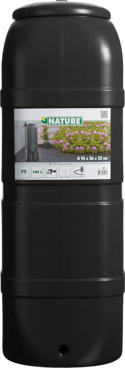 Nature - slimline - beczka na deszczówkę - 100l - h96 x 32 x 36cm - czarna