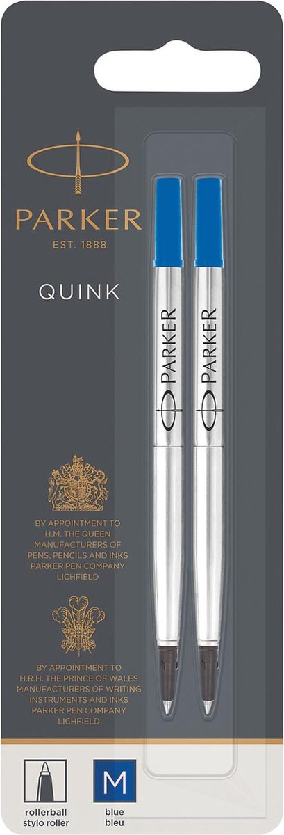 Pióro kulkowe Parker - średni punkt - niebieski tusz quink - 2 sztuki