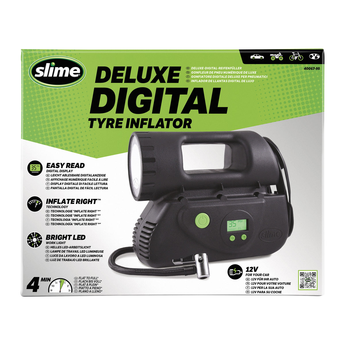 Cyfrowy kompresor do opon Slime Deluxe 12 V