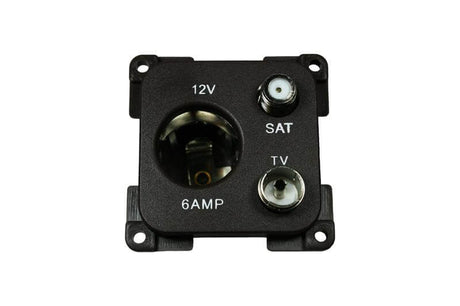 C-line 12 volt contactdoos met antenne en satelliet aansluiting zwart - verpakt