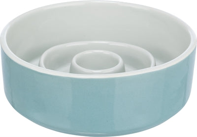 Trixie miska na karmę wolno karmiąca, ceramiczna, szaro-niebieska