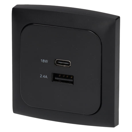 C-line Gniazdo ładowania USB z USB-A i USB-C - ECE R10 - czarne