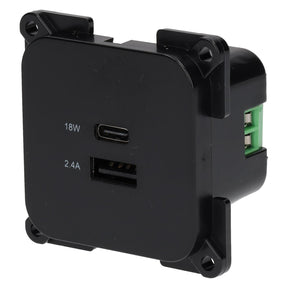 C-line Gniazdo ładowania USB z USB-A i USB-C - ECE R10 - czarne