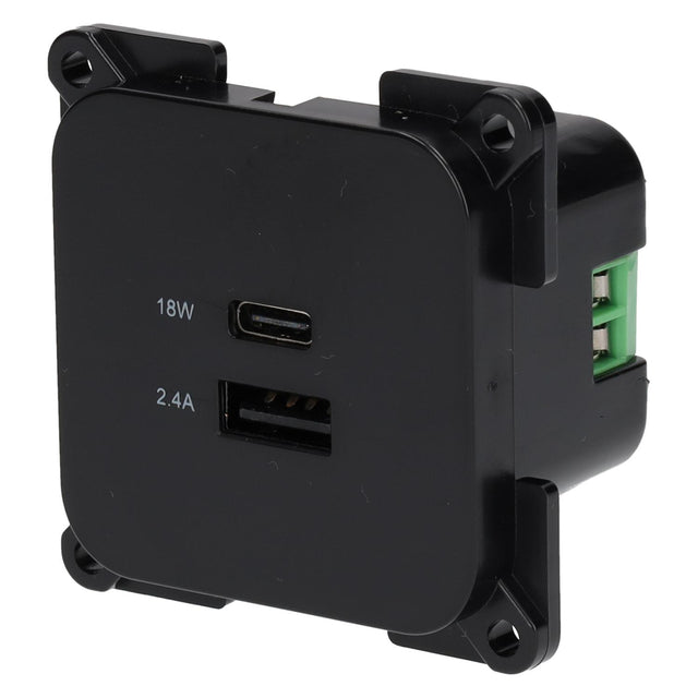 C-line Gniazdo ładowania USB z USB-A i USB-C - ECE R10 - czarne