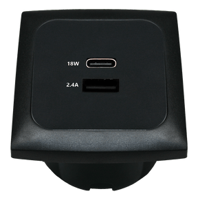 C-line Gniazdo ładowania USB z USB-A i USB-C z opalizującą ramką czarną