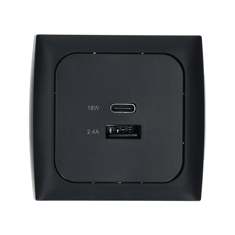 C-line Gniazdo ładowania USB z USB-A i USB-C z opalizującą ramką antracytową - bez opakowania sprzedażowego