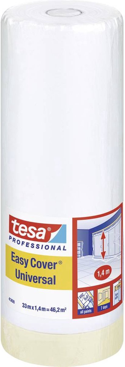 Tesa 04368-00009-02 folia maskująca Easy Cover jasnobrązowa (dł. x szer.) 33 m x 1,4 m 1 szt.