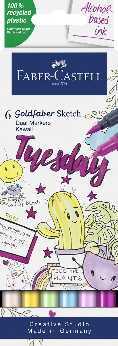 Marker do szkicowania Faber-castell - goldfaber - zestaw kawaii - 6 kolorów - fc-164811