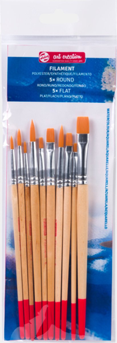 Zestaw pędzli akwarelowych Talens Art Creation, 10 sztuk - poliester