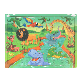 Drewniane puzzle dzikie zwierzęta, 60 szt.