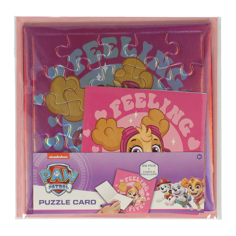 Puzzle Psi Patrol, różowa kartka i koperta