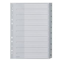 Zakładki numeryczne leitz 1280 szare pp (polipropylen)