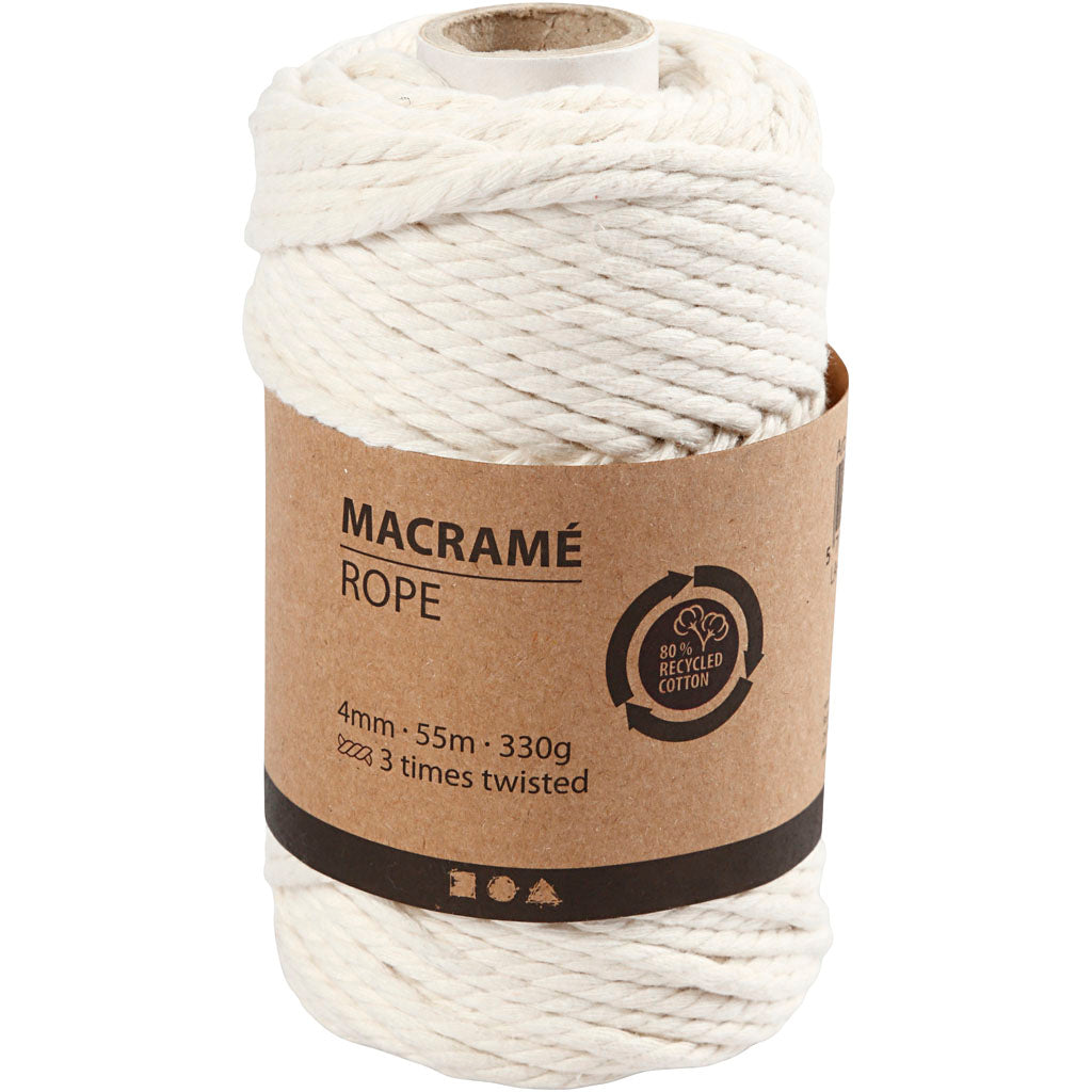 Sznurek makramowy firmy Creativ 4 mm 55 m w kolorze złamanej bieli