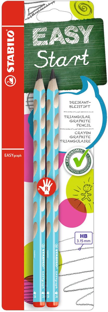 Ołówki grafitowe Stabilo Easygraph hb praworęczne jasnoniebieskie - 2 szt.