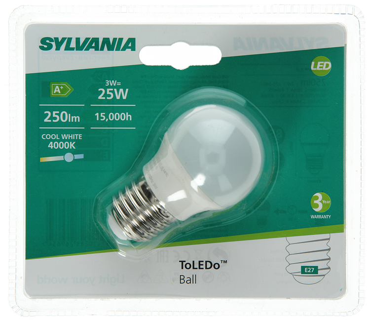 Sylvania 1045303 - piłka Toledo fr 250lm 840 e27 bl | 6 sztuk
