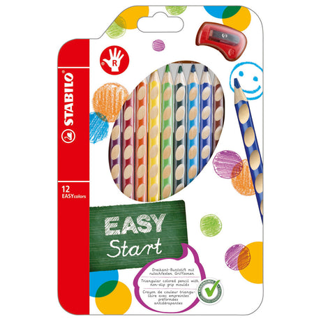 Kolorowe ołówki Stabilo EasyColors w prawo - 12 szt. + temperówka ołówka