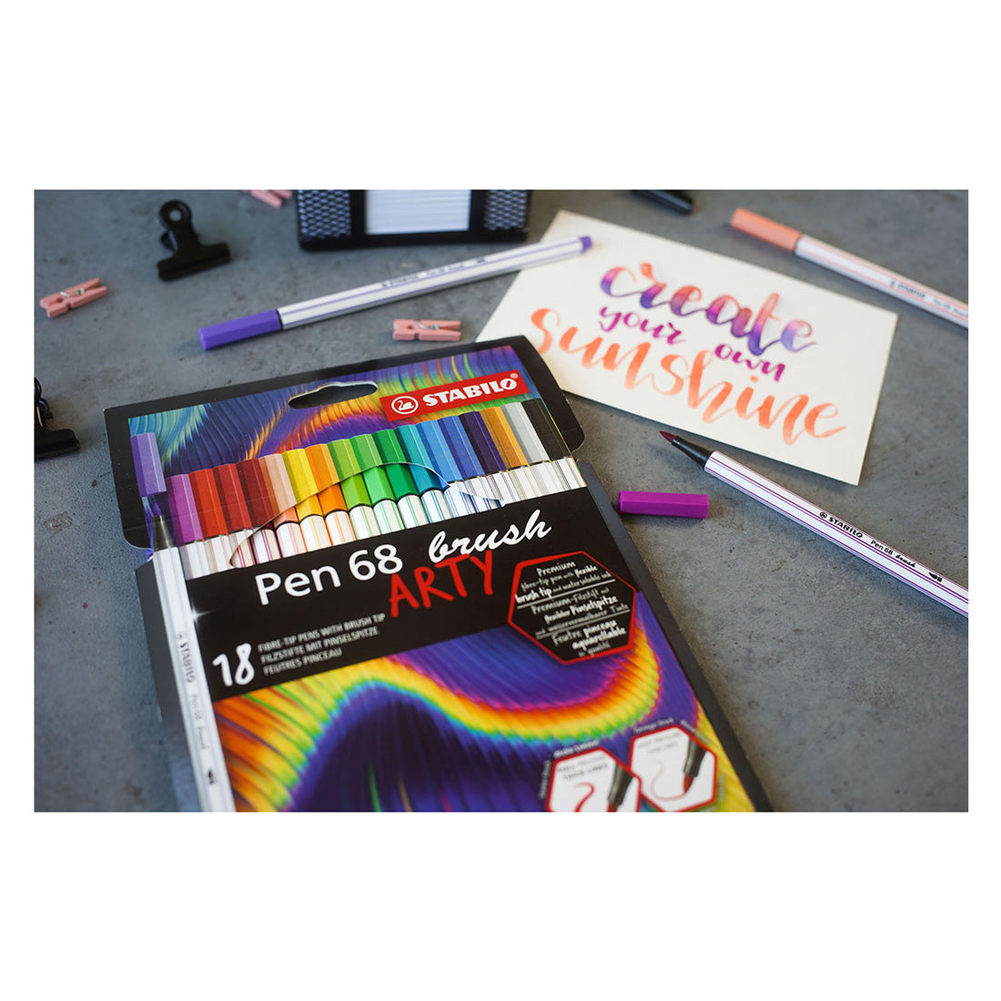 Stabilo pen 68 pędzel - pisak - arty - zestaw 18 sztuk