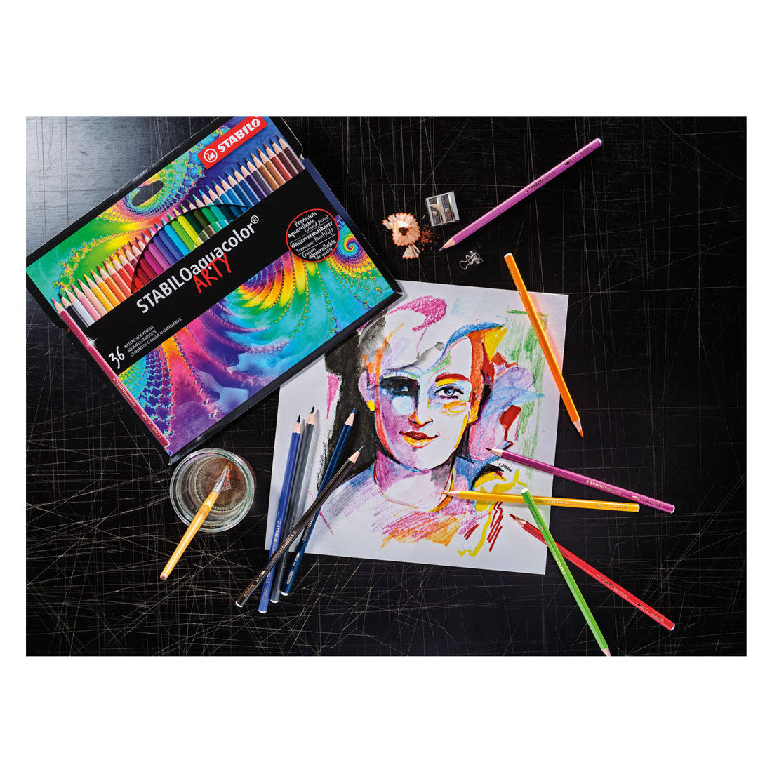 Stabilo aquacolor - najwyższej jakości kredki akwarelowe - arty - etui z 36 kolorami