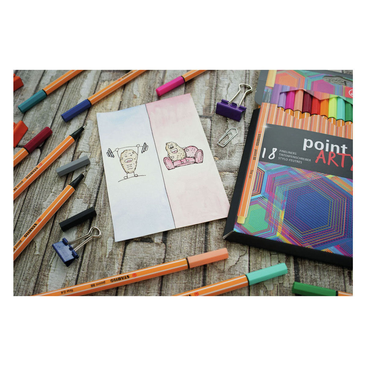 Stabilo point 88 - cienkopis premium - cienki 0,4 mm - metalowe etui z 66 elementami - w 65 różnych kolorach