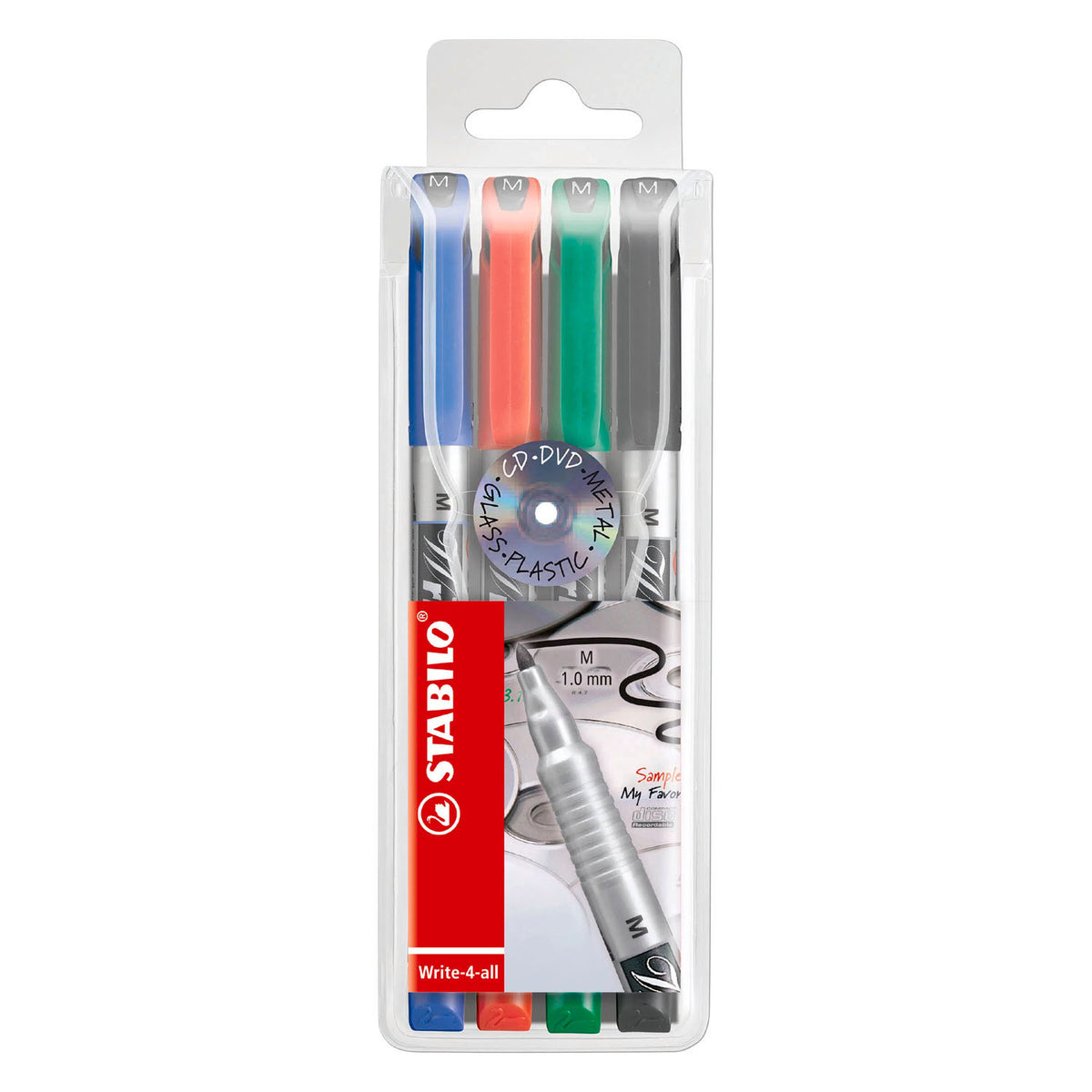 Marker permanentny Stabilo write-4-all średni (1,0 mm) - 4 szt.