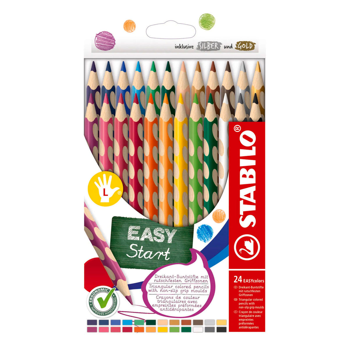Kredki dla leworęcznych Stabilo Easycolors - 24 szt.