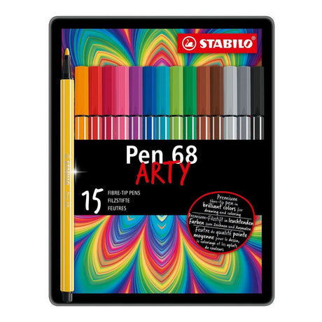 Flamastry Stabilo pen 68 arty w metalowym opakowaniu - 15 szt.