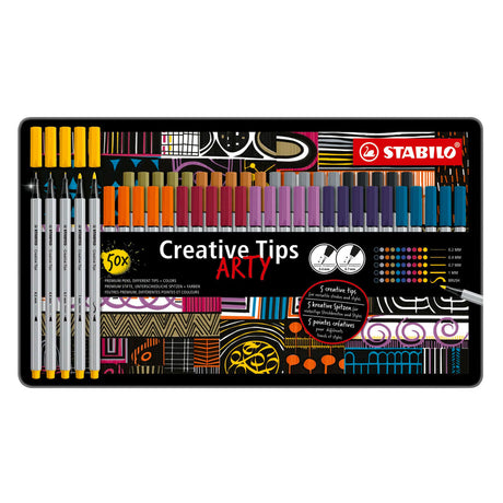 Długopisy artystyczne Stabilo Creative Tips w metalowym opakowaniu - 50 szt.