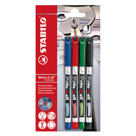 Marker permanentny Stabilo write-4-all fine (0,7mm) - 4 szt.