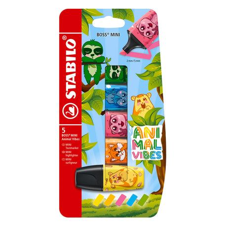 Stabilo boss mini - rozświetlacz - zwierzęce klimaty - etui z 5 kolorami