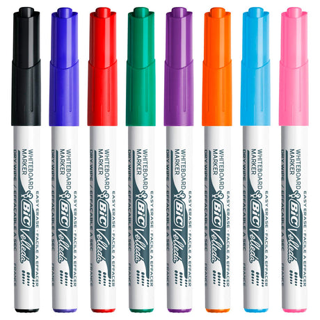 Markery do tablic suchościeralnych Bic velleda z etui - różne kolory - 8 sztuk