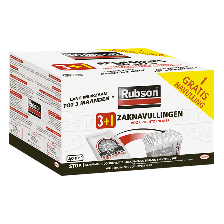 Rubson 1064719 - wkład pochłaniający wilgoć 3 + 1 gratis | 4 sztuki