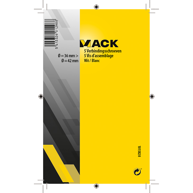 Mack 1015828 - 5 śrub łączących, białe 34–44 mm | 10 sztuk