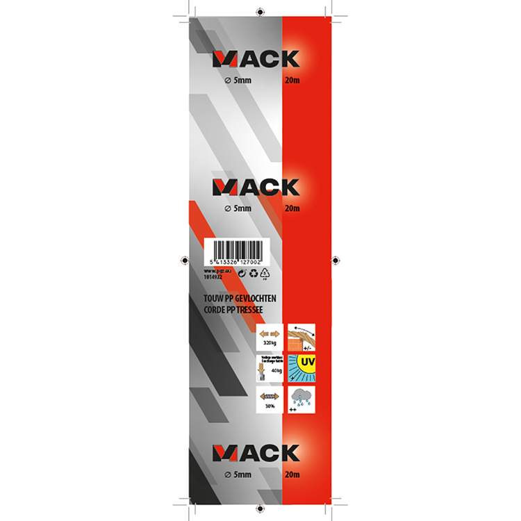 Mack 1014932 - plecionka pp biało niebieska linka 5mm 20m | 5 sztuk