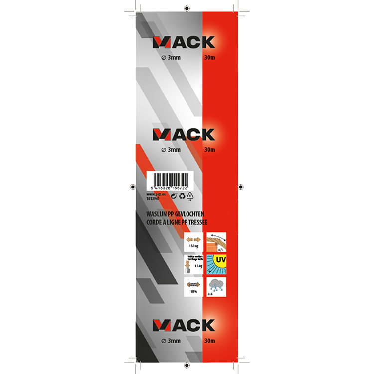 Mack 1013961 - lina multilonowa biała szpula 3mm 30m | 5 sztuk