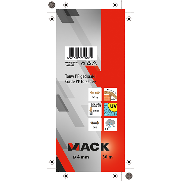 Mack 1013963 - skrętka PP pomarańczowa 4mm 30m | 5 sztuk