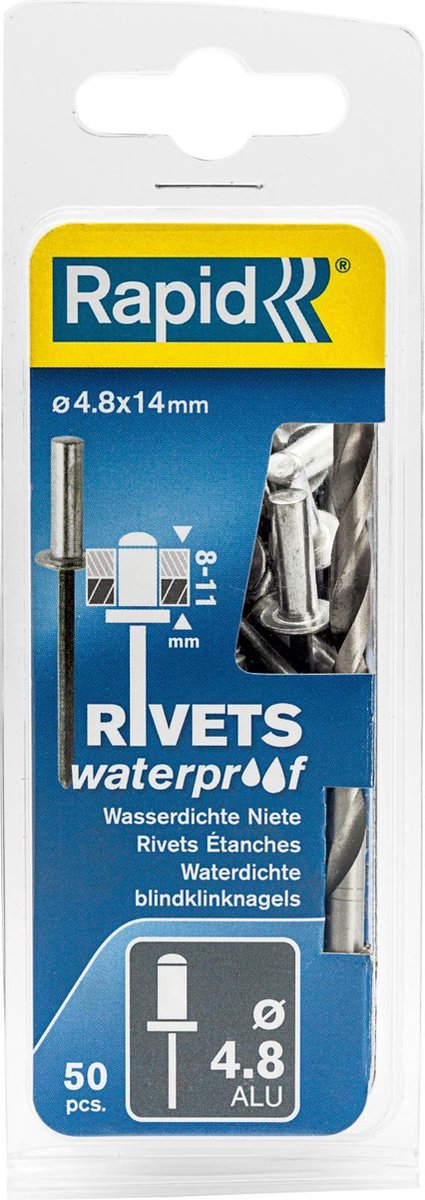 Nit zrywalny Rapid wodoodporny ø 4,8 x 14 mm 50 sztuk + wiertło