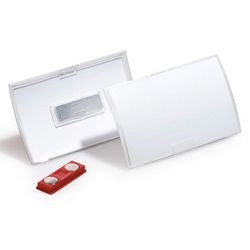 Niemarkowa, trwała tabliczka znamionowa, składana na zatrzask z magnesem, plastik, 10 ve 90 x 54 mm