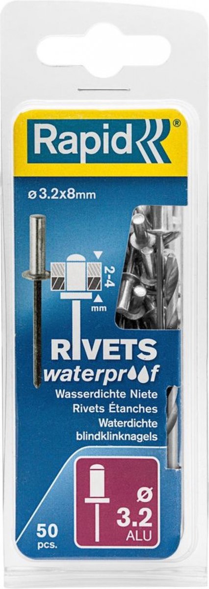 Szybki nit zrywalny wodoodporny ø 3,2 x 8 mm 50 sztuk + wiertło
