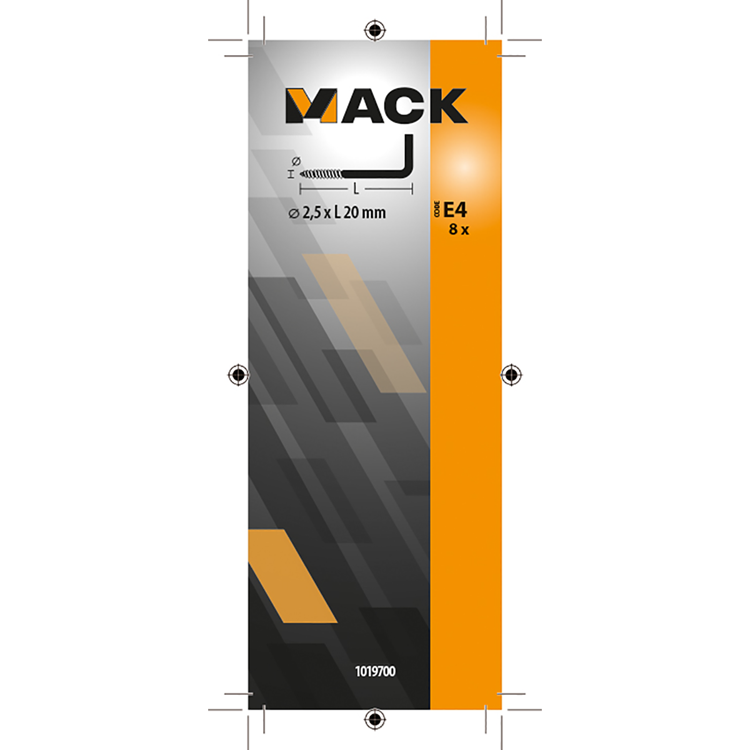 Mack 1019700 - śruba mosiężna 8 szt. 2,5 x 20mm | 10 sztuk