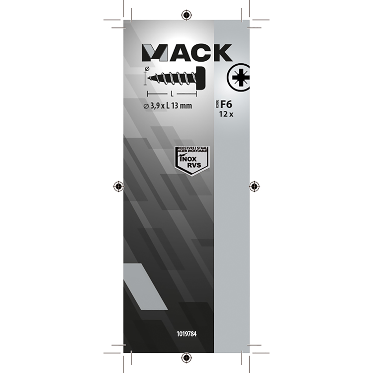 Mack 1019784 - wkręt samogwintujący z łbem walcowym A2 12 szt. 3,9 x 13 mm | 10 sztuk