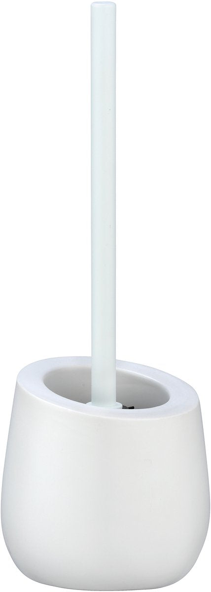 Wenko uchwyt na szczotkę do WC badi matowa biała ceramika z silikonową główką szczoteczki - szczotka do WC z uchwytem - szczotka do WC z uchwytem wolnostojąca