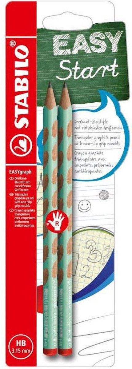 Ołówki grafitowe Stabilo Easygraph hb dla praworęcznych zielone - 2 szt.