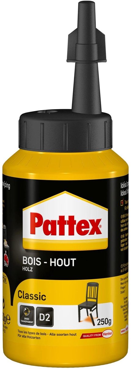 Klej do drewna Pattex Classic 250 g | klej do drewna o uniwersalnym zastosowaniu | klej odpowiedni do wszystkich rodzajów drewna.
