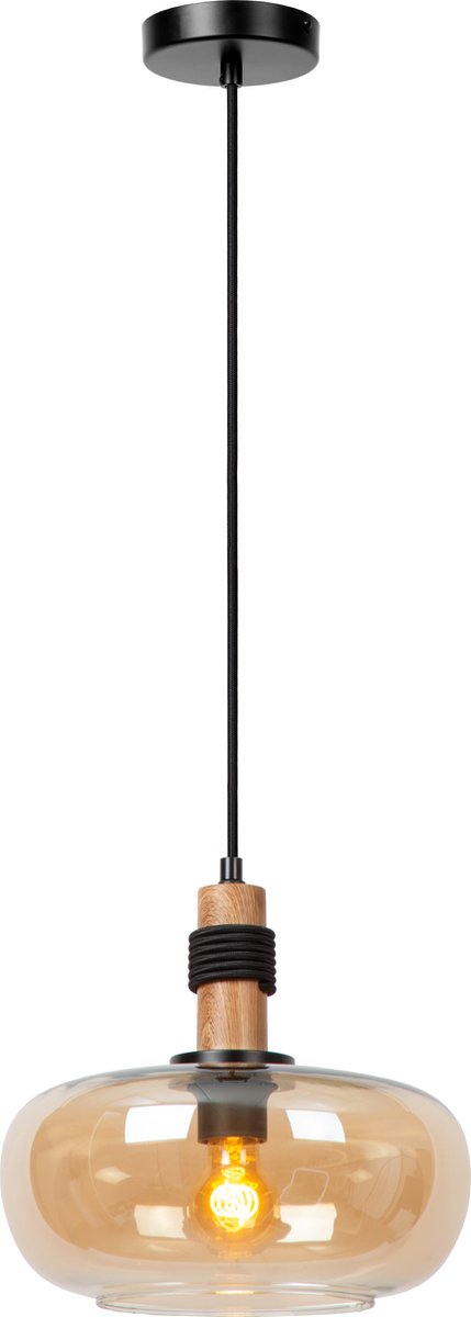 Lucide ilona - lampa wisząca - ø 30 cm - 1xe27 - bursztynowa