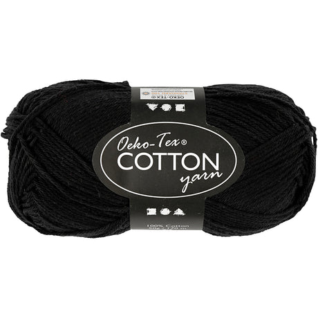 Włóczka bawełniana firmy Creativ, czarna, 50gr, 170m